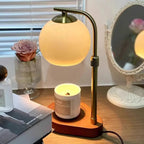 Modern Wood And Glass Table Lamp With Warm LED Glow