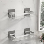 Adhesive Bathroom Shelf Drill-Free Shower Caddy Stainless Steel Wall Shelf Organizer for Shampoo and Toiletries