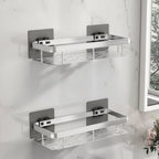 Adhesive Bathroom Shelf Drill-Free Shower Caddy Stainless Steel Wall Shelf Organizer for Shampoo and Toiletries
