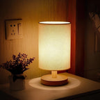 Scandinavian Wood Table Lamp With Linen Shade