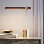 Modern Wood Table Lamp With Warm LED Glow for Home Office
