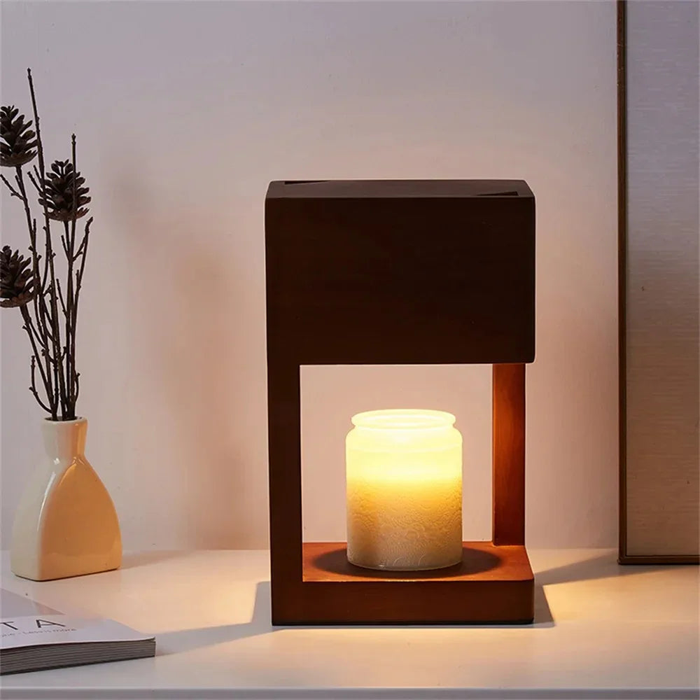 Minimalist Wood Table Lamp With Warm LED Glow