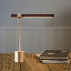 Modern Wood Table Lamp With Warm LED Glow for Home Office