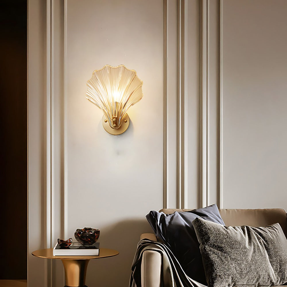 Brass And Glass Seashell Wall Sconce With E12 Bulb Base