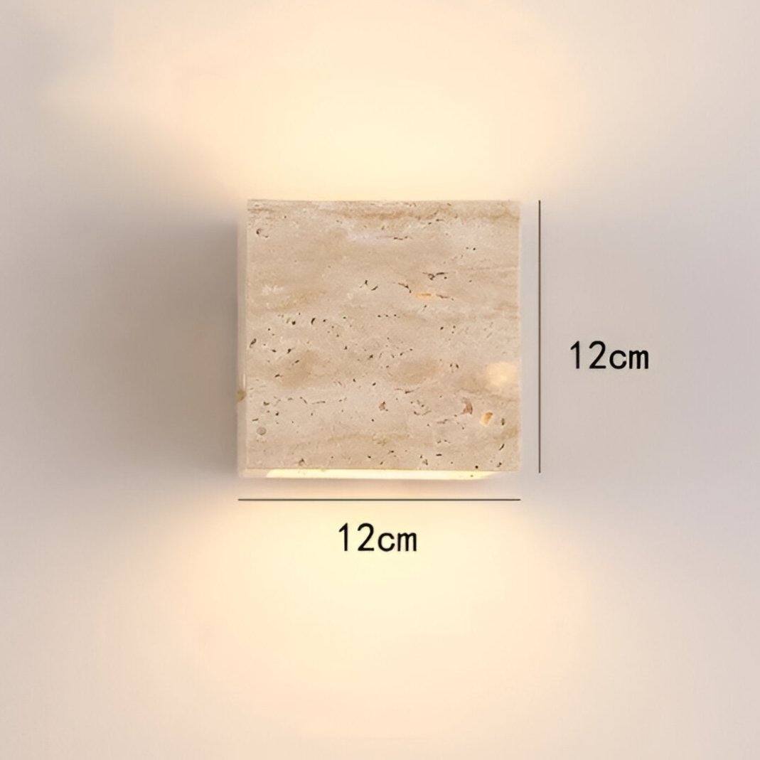 Minimalist Travertine Stone Outdoor LED Wall Sconce With Natural Cave Stone Shade