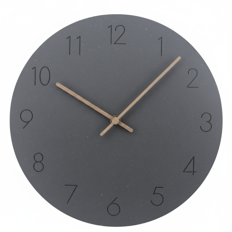 Silent Wall Clock Nordic Minimalist Non-Ticking MDF Wall Clock with Walnut Wood Hands Modern Round Clock for Living Room | Kitchen and Office