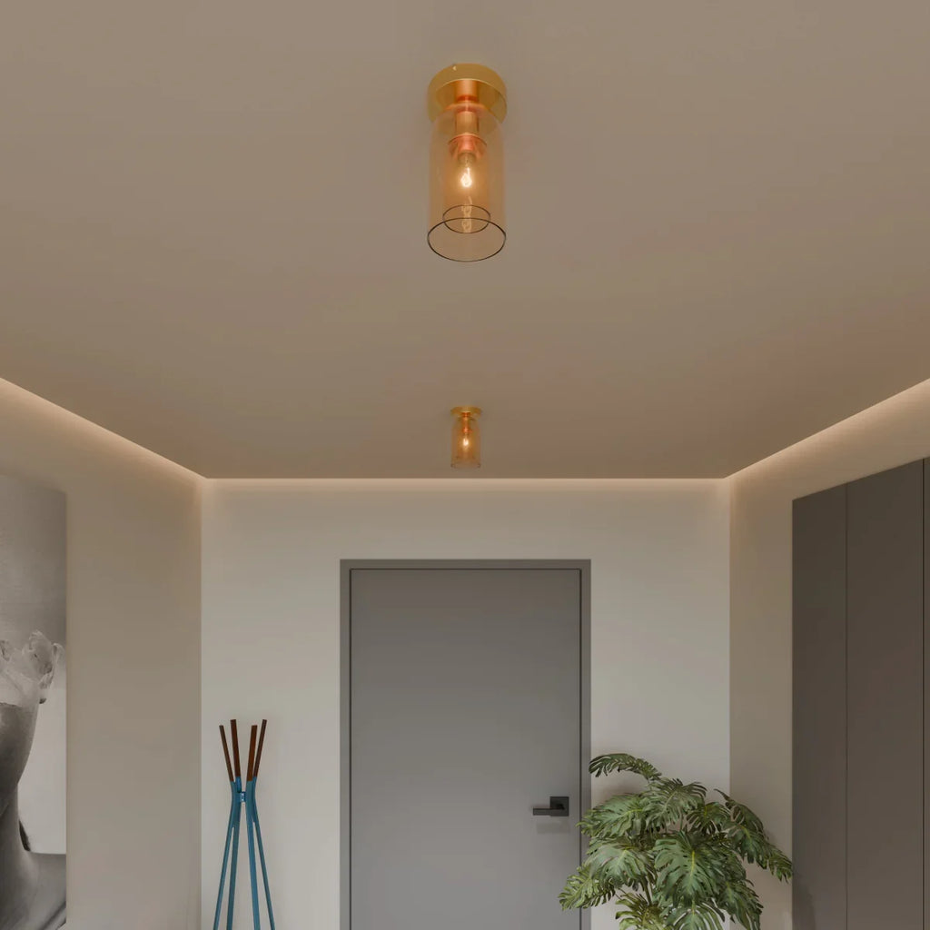 Modern Glass Ceiling Light With Hardwired LED Light