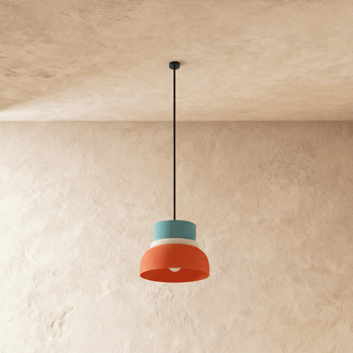Modern Aluminum Pendant Light With Dome Acrylic Shade