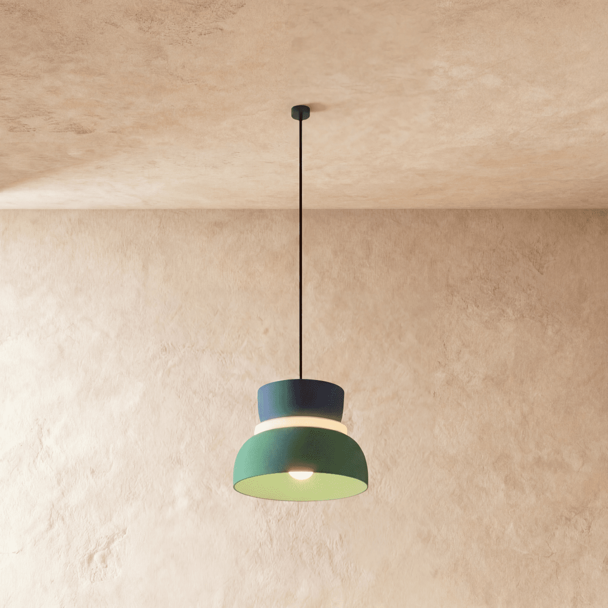 Modern Aluminum Pendant Light With Dome Acrylic Shade