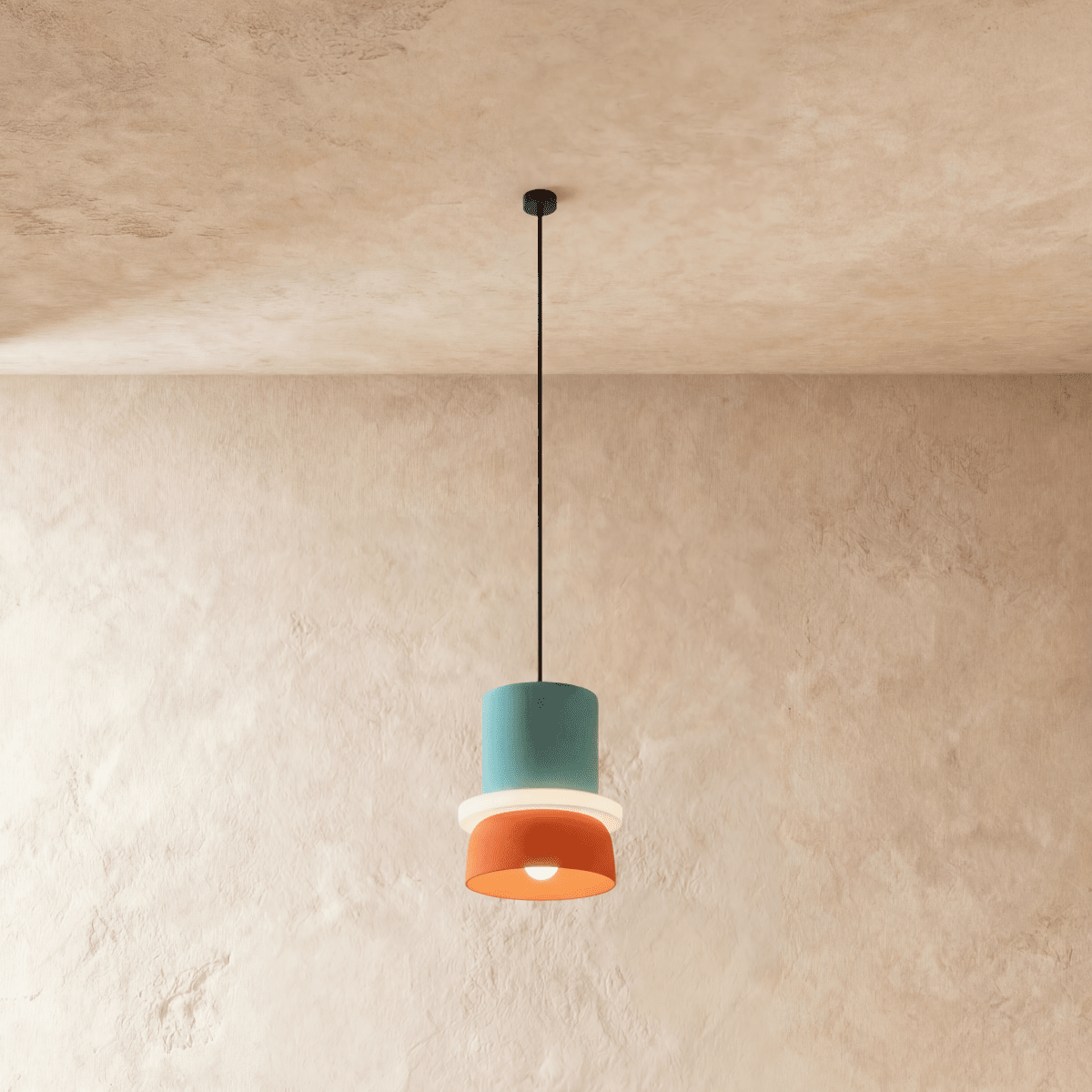 Modern Aluminum Pendant Light With Dome Acrylic Shade