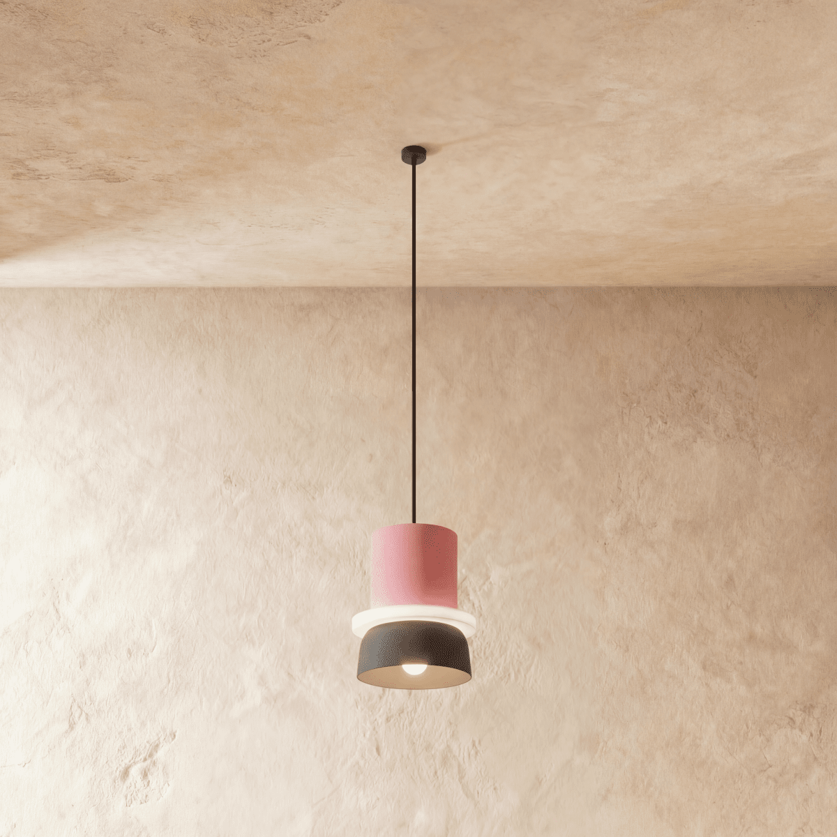 Modern Aluminum Pendant Light With Dome Acrylic Shade