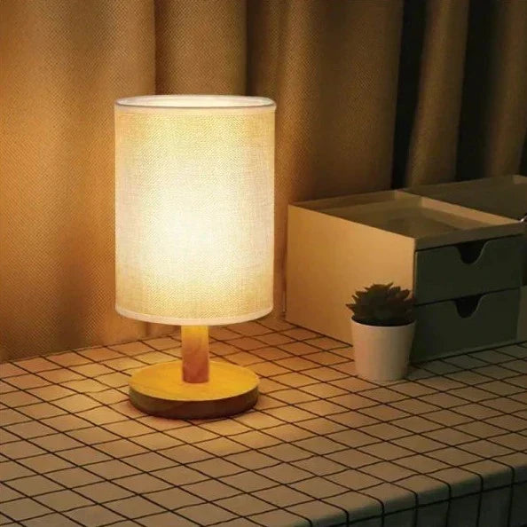 Scandinavian Wood Table Lamp With Linen Shade