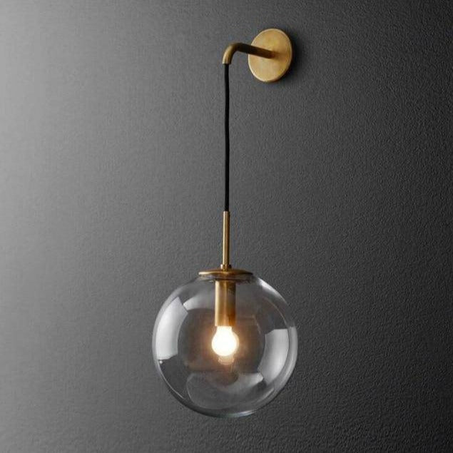 Hanging Glass Globe Wall Sconce With Swing Arm
