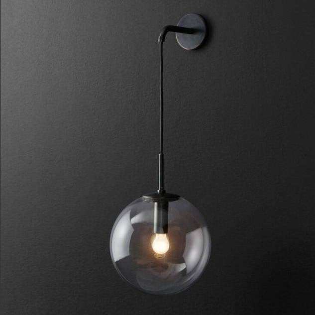 Hanging Glass Globe Wall Sconce With Swing Arm