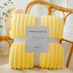Ribbed Flannel Fleece Blanket Soft Plush Striped Throw Warm Cozy Sofa Blanket and Bedspread for Bedroom and Living Room